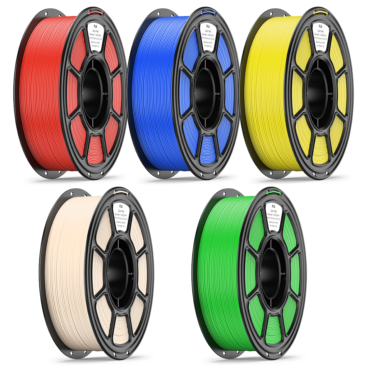 PLA 1.75mm 5-Roll 3D Printer Filament Bundle main product image