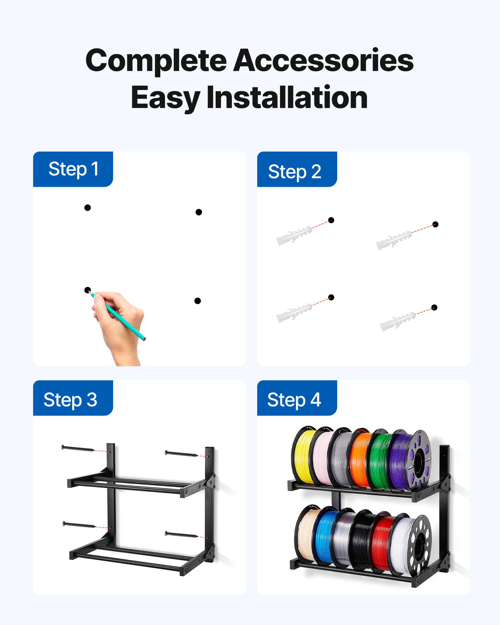 2-Tier Wall Mount 3D Printer Filament Storage Rack detail image 2