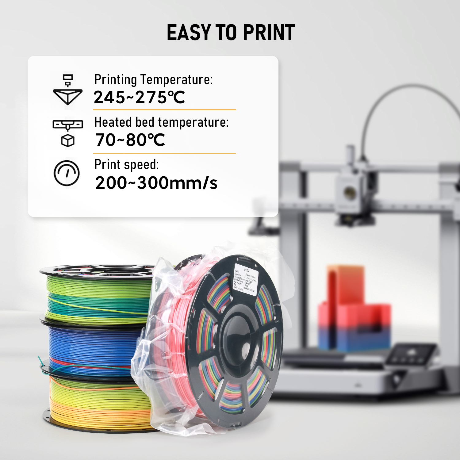 Rainbow Gradient PETG 3D Printer Filament detail image 2