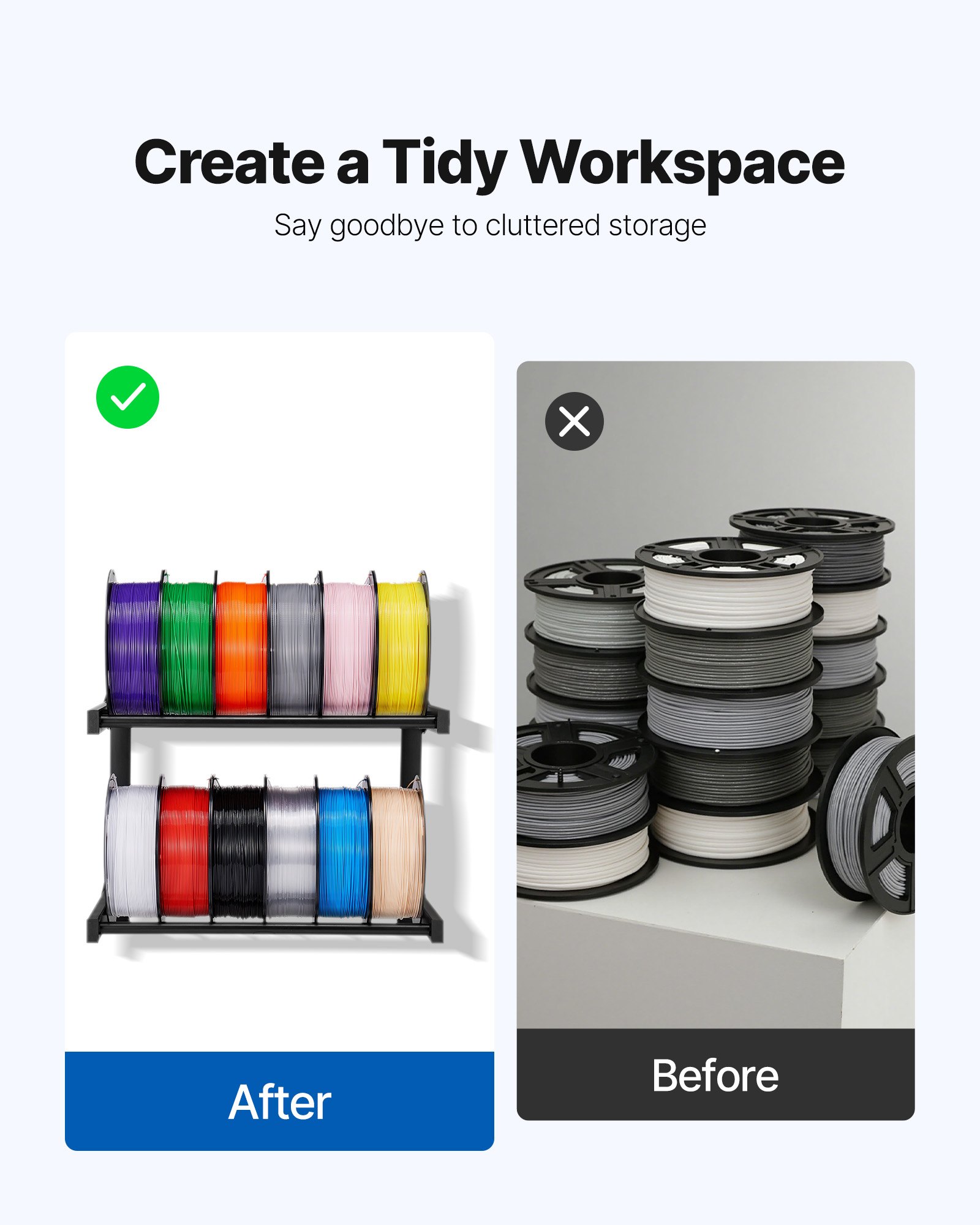 2-Tier Wall Mount 3D Printer Filament Storage Rack detail image 5